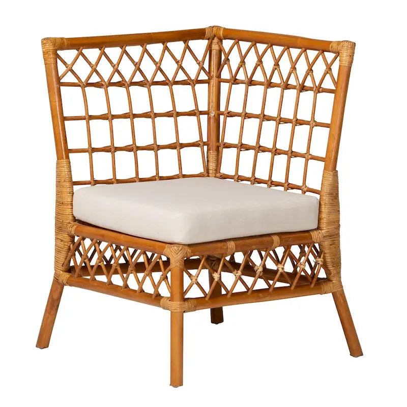 Banquette d'angle Capella Modern Bohemian Honey Rattan 3 pièces pour coin repas