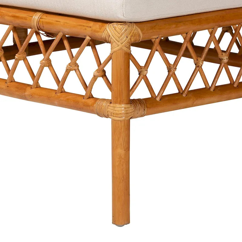 Banquette d'angle Capella Modern Bohemian Honey Rattan 3 pièces pour coin repas