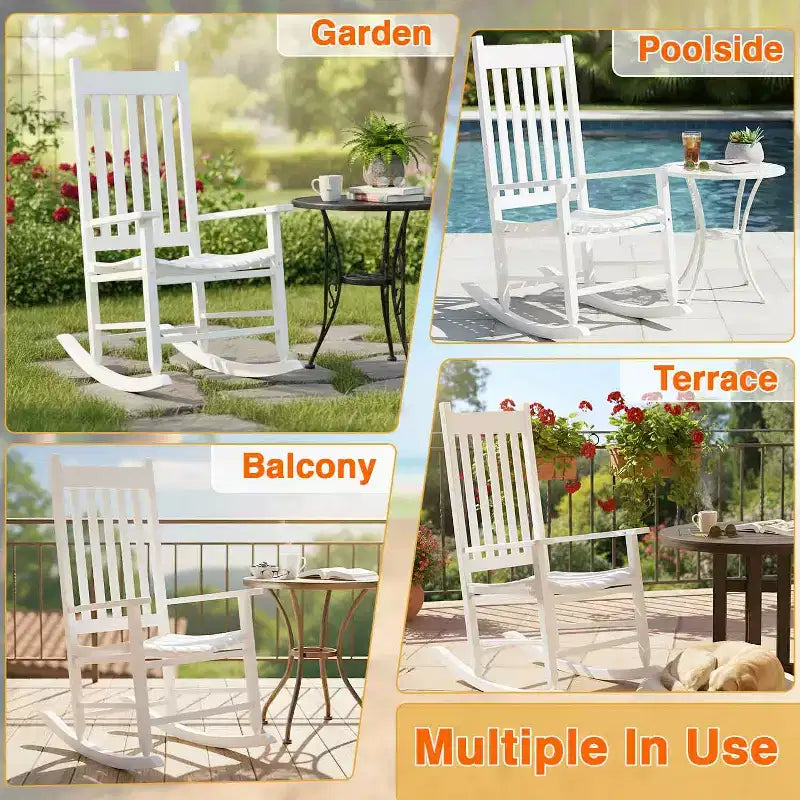 FDW Fauteuil à bascule d'extérieur Fauteuil à bascule de patio Fauteuil à bascule de véranda avec dossier haut pour porche et jardin