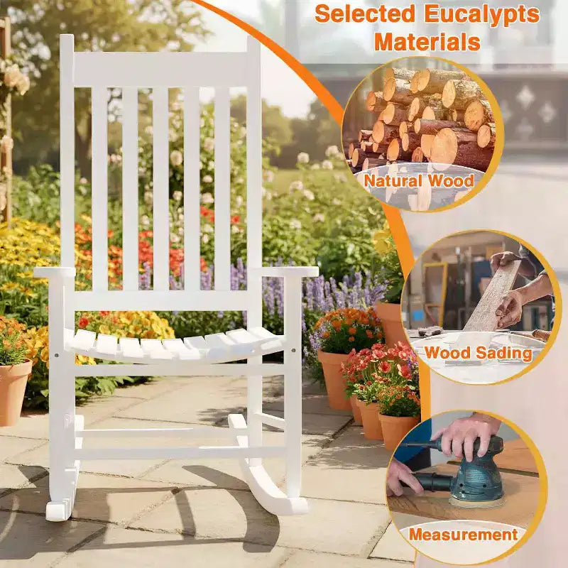 FDW Fauteuil à bascule d'extérieur Fauteuil à bascule de patio Fauteuil à bascule de véranda avec dossier haut pour porche et jardin
