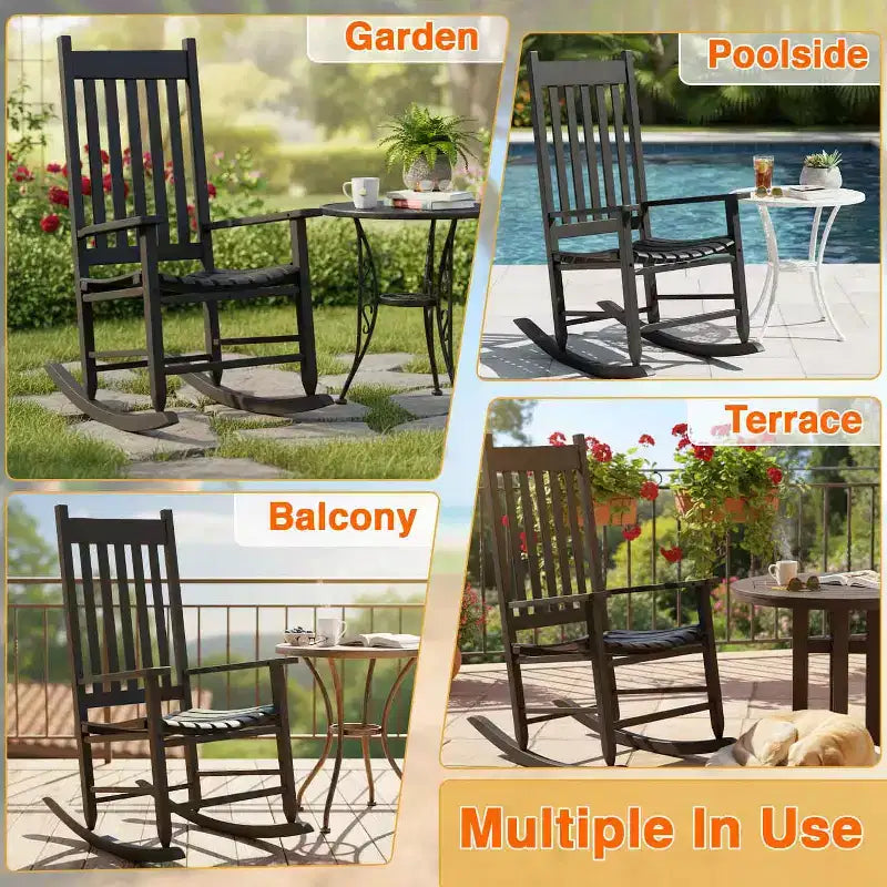 FDW Fauteuil à bascule d'extérieur Fauteuil à bascule de patio Fauteuil à bascule de véranda avec dossier haut pour porche et jardin