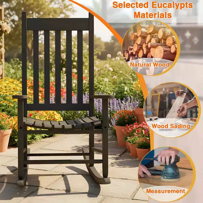 FDW Fauteuil à bascule d'extérieur Fauteuil à bascule de patio Fauteuil à bascule de véranda avec dossier haut pour porche et jardin