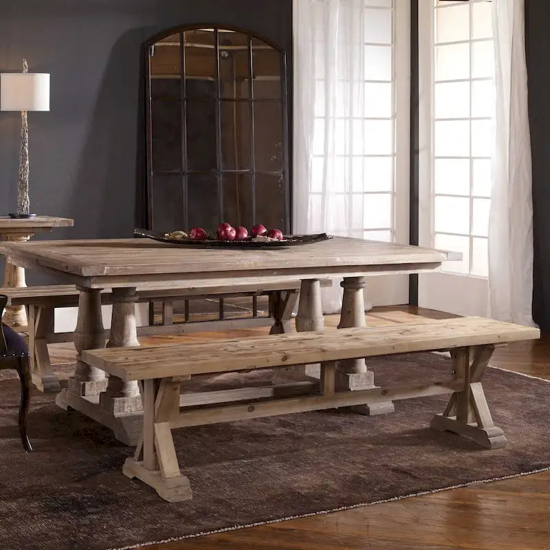Table à manger Uttermost Stratford 19 x 76 en bois massif avec piètement de ferme