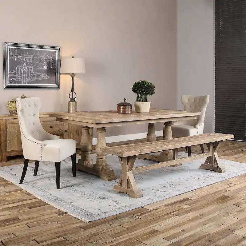Table à manger Uttermost Stratford 19 x 76 en bois massif avec piètement de ferme