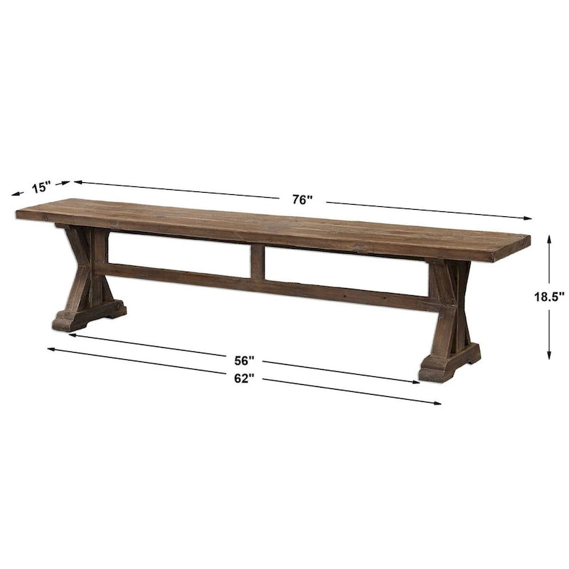 Table à manger Uttermost Stratford 19 x 76 en bois massif avec piètement de ferme