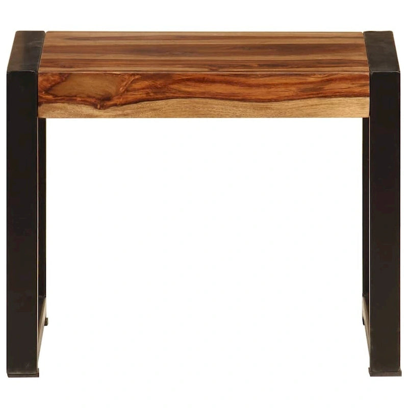 vidaXL Tables gigognes, 3 pcs, bois de Sesham, cadres en acier noir