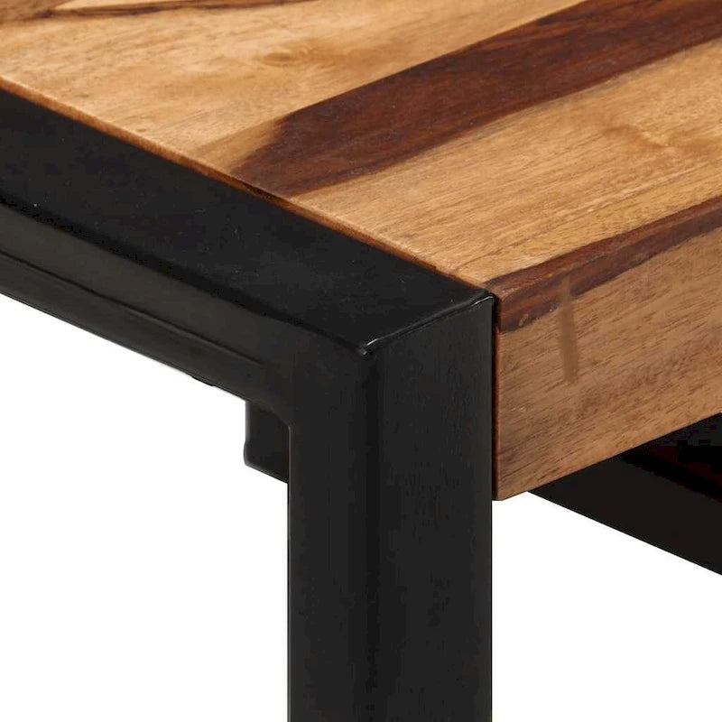 vidaXL Tables gigognes, 3 pcs, bois de Sesham, cadres en acier noir