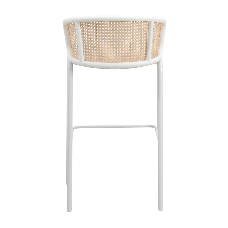 Tabouret de bar Ervilla LeisureMod avec cadre en acier thermolaqué blanc, lot de 2 - 37