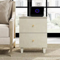 Table d'appoint WAMPAT avec station de charge et 2 tiroirs pour salon