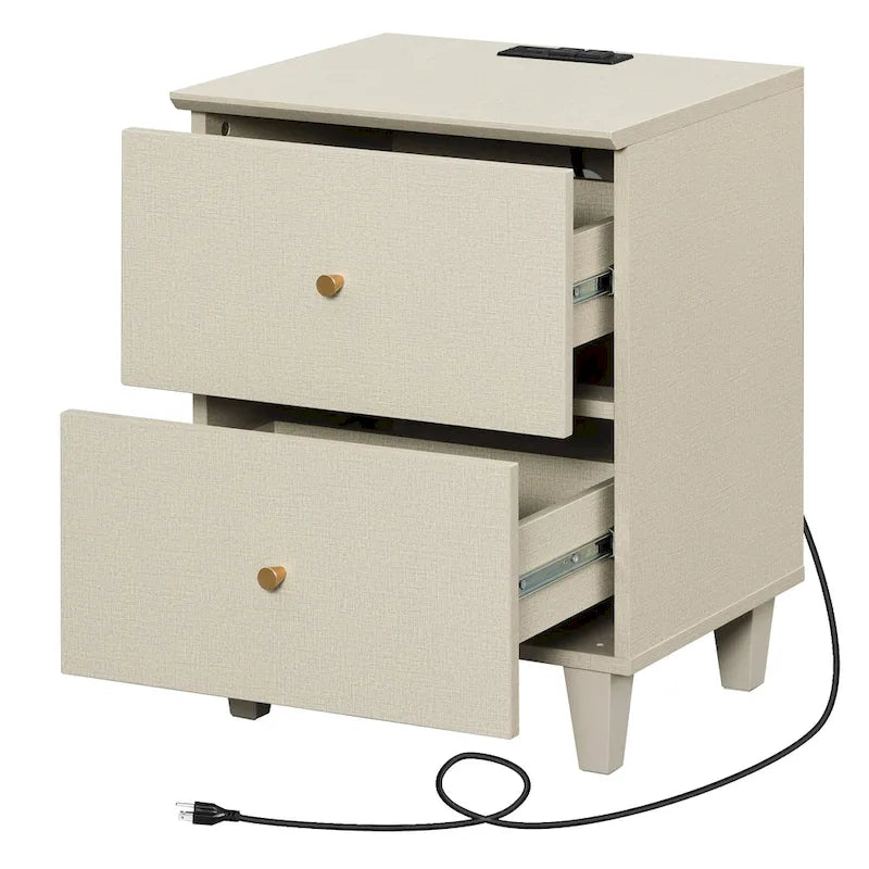 Table d'appoint WAMPAT avec station de charge et 2 tiroirs pour salon