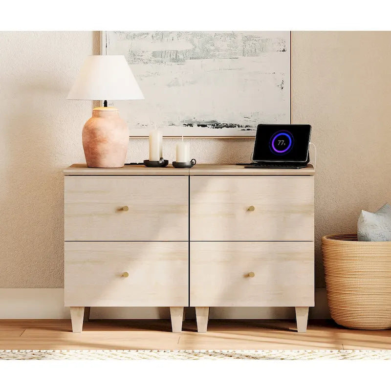 Table d'appoint WAMPAT avec station de charge et 2 tiroirs pour salon