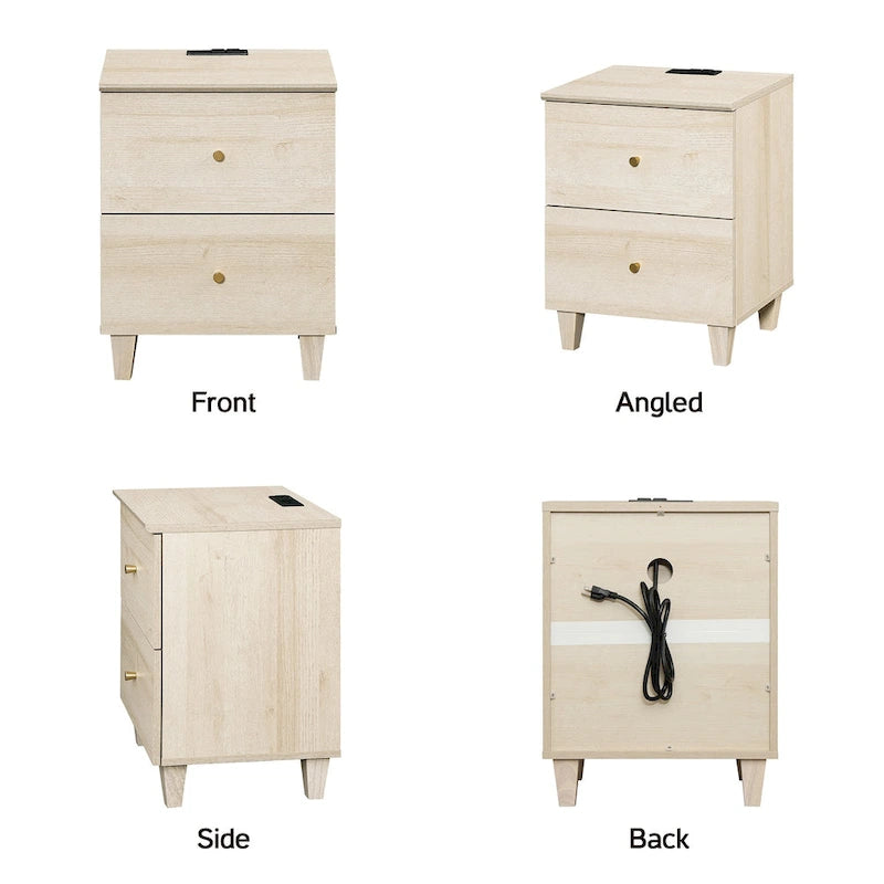 Table d'appoint WAMPAT avec station de charge et 2 tiroirs pour salon