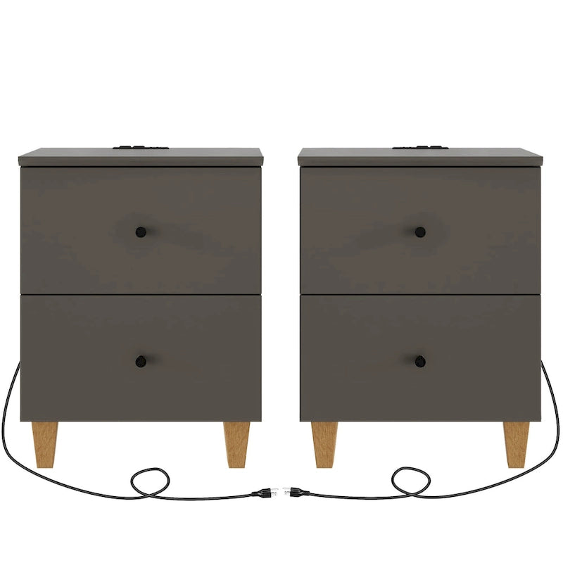 Table d'appoint WAMPAT avec station de charge et 2 tiroirs pour salon