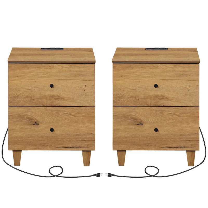 Table d'appoint WAMPAT avec station de charge et 2 tiroirs pour salon
