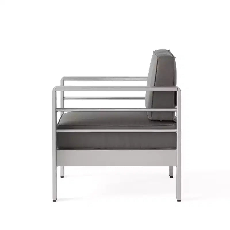 Christopher Knight Home Camila Chaises de club d'extérieur en aluminium avec coussins en option (lot de 2), argent/beige