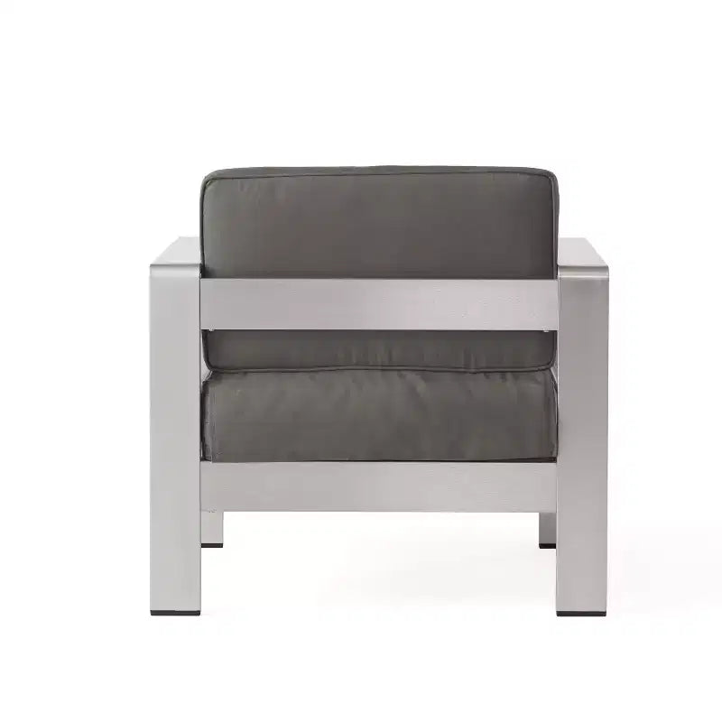 Christopher Knight Home Camila Chaises de club d'extérieur en aluminium avec coussins en option (lot de 2), argent/beige