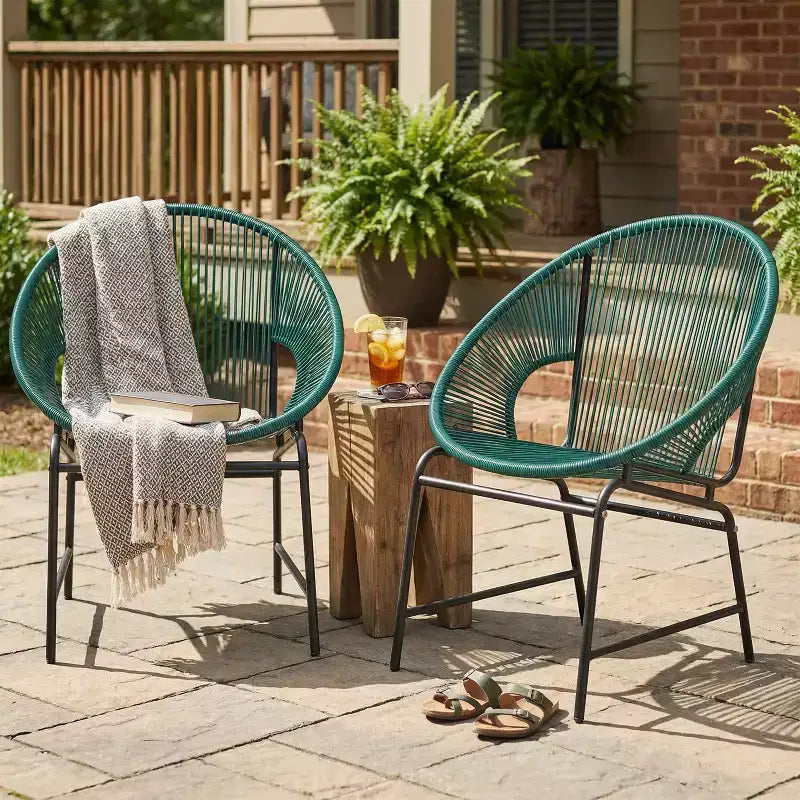 Christopher Knight Home Nusa Chaises de club Acapulco en rotin et métal tressé pour l'extérieur (lot de 2)