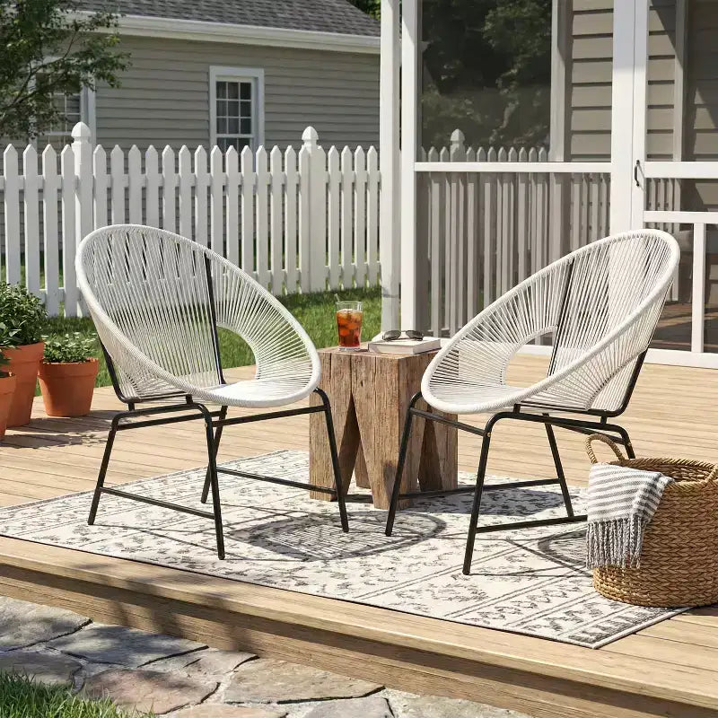 Christopher Knight Home Nusa Chaises de club Acapulco en rotin et métal tressé pour l'extérieur (lot de 2)