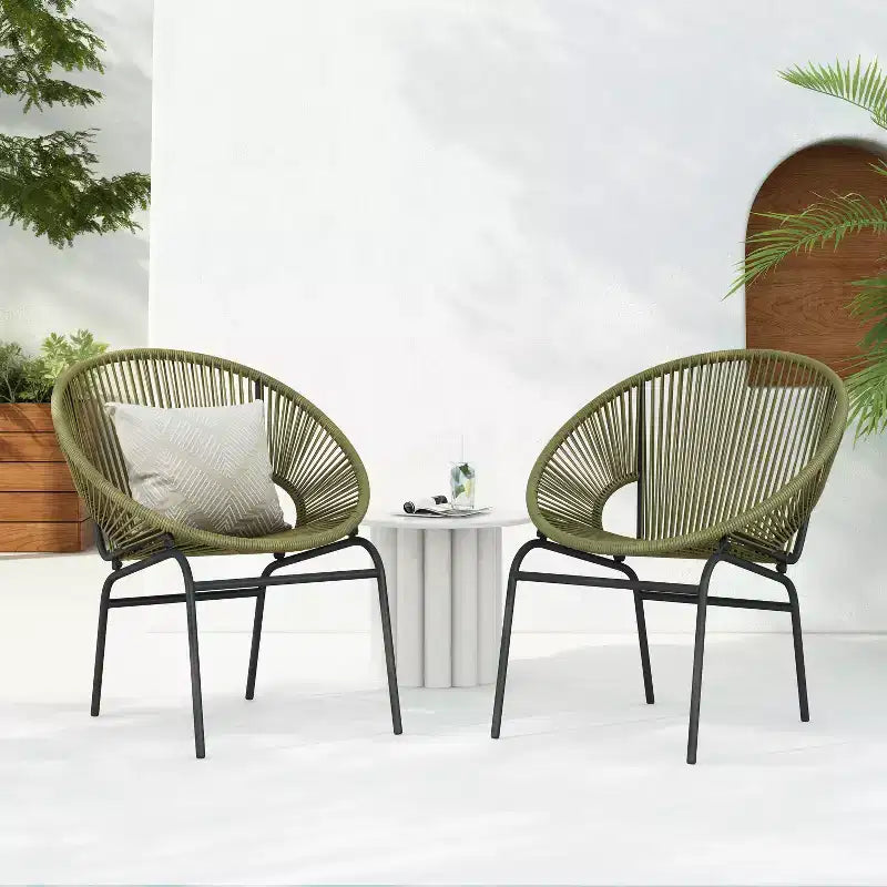 Christopher Knight Home Nusa Chaises de club Acapulco en rotin et métal tressé pour l'extérieur (lot de 2)