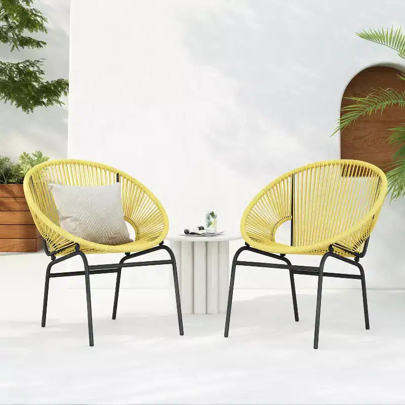 Christopher Knight Home Nusa Chaises de club Acapulco en rotin et métal tressé pour l'extérieur (lot de 2)