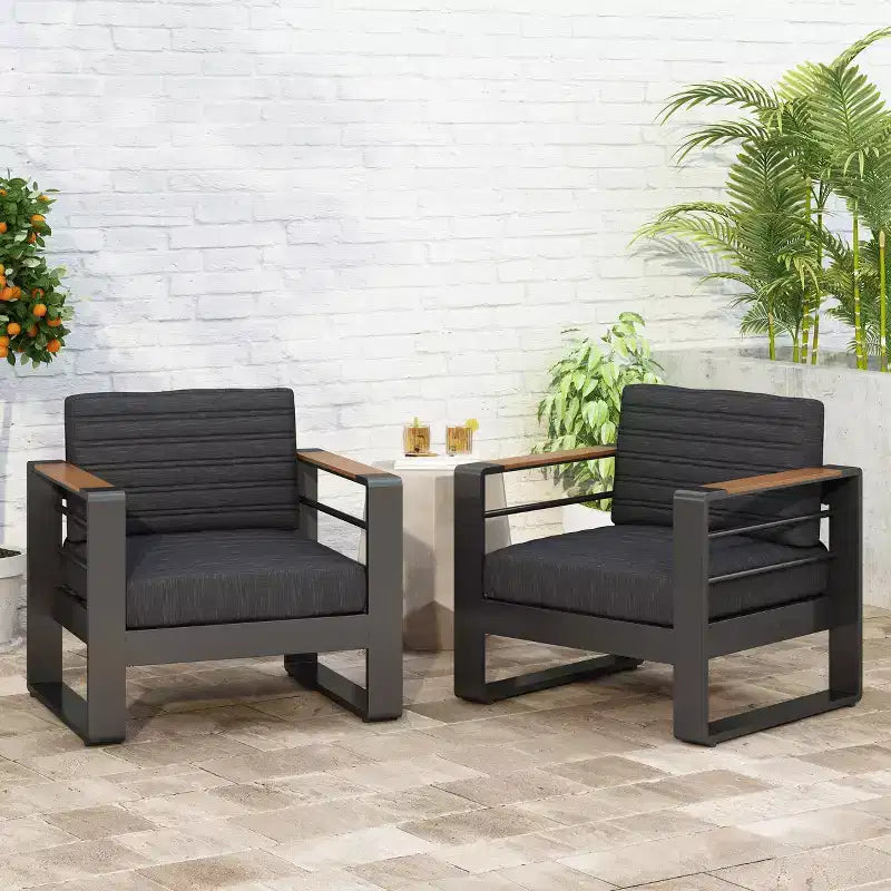 Christopher Knight Home Giovanna Chaises de jardin en aluminium et en faux bois (Lot de 2)