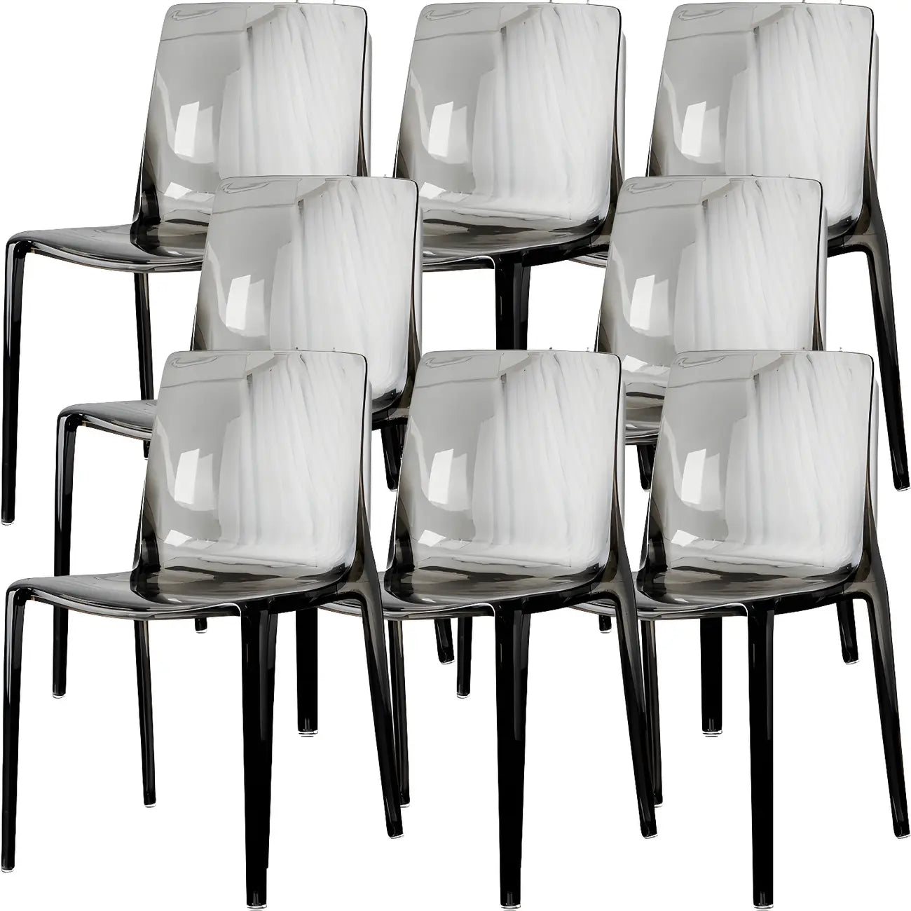 Chaise de salle à manger sans accoudoirs à dossier bas en acrylique ambre