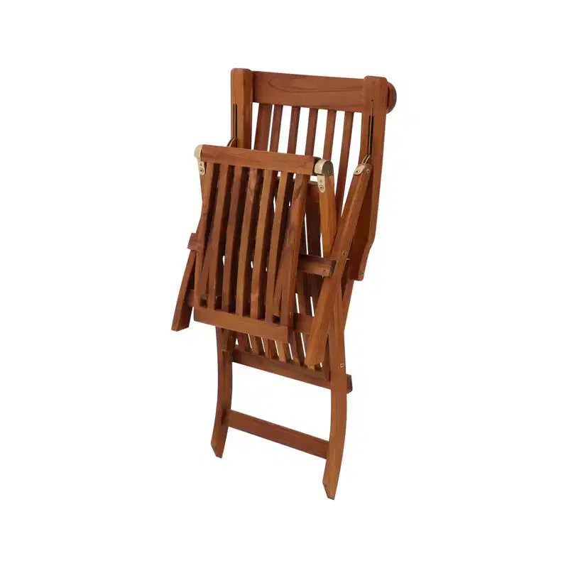 Chaise longue d'extérieur en teck huilé avec repose-pieds - modèle nordique