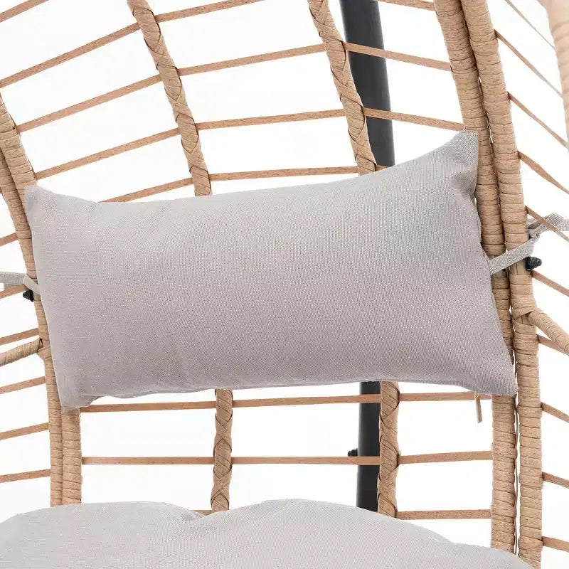Fauteuil suspendu de jardin, Chaise œuf suspendue avec grand siège, coussin, large base, Balancelle œuf tressée à la main pour cour, jardin