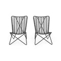 Christopher Knight Home Galtin Outdoor Wicker Accent Chairs (Set of 2) , Gray/Black