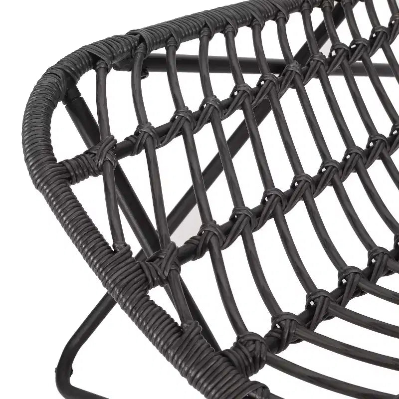 Christopher Knight Home Galtin – Chaises d'appoint d'extérieur en osier (lot de 2), gris/noir