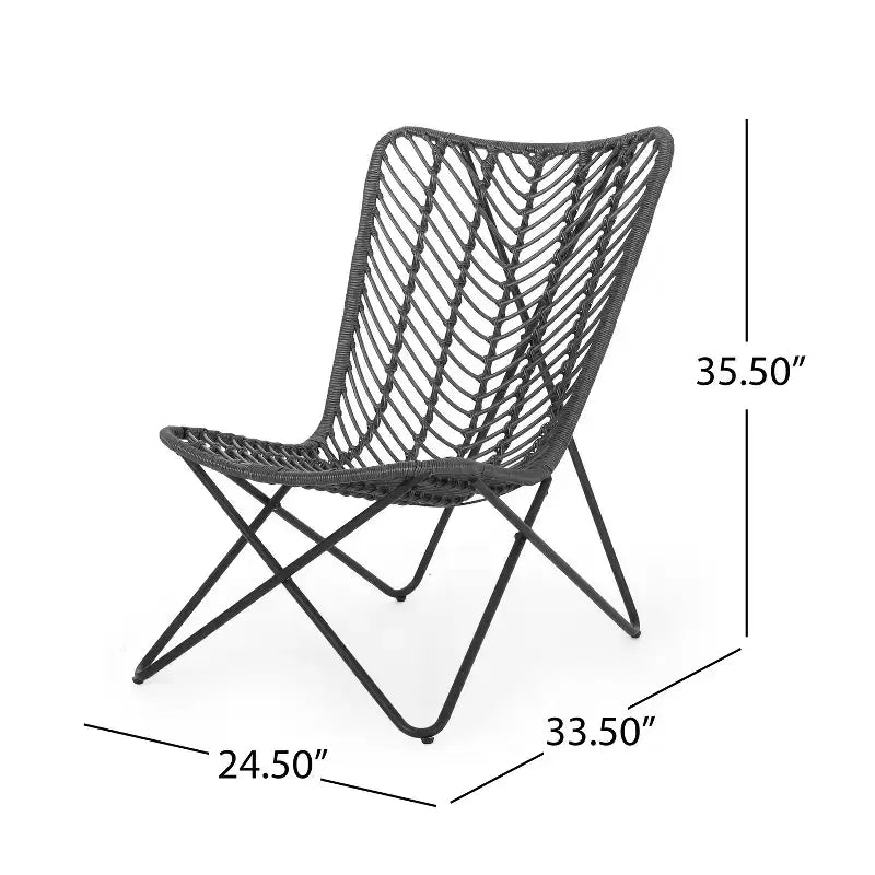 Christopher Knight Home Galtin – Chaises d'appoint d'extérieur en osier (lot de 2), gris/noir