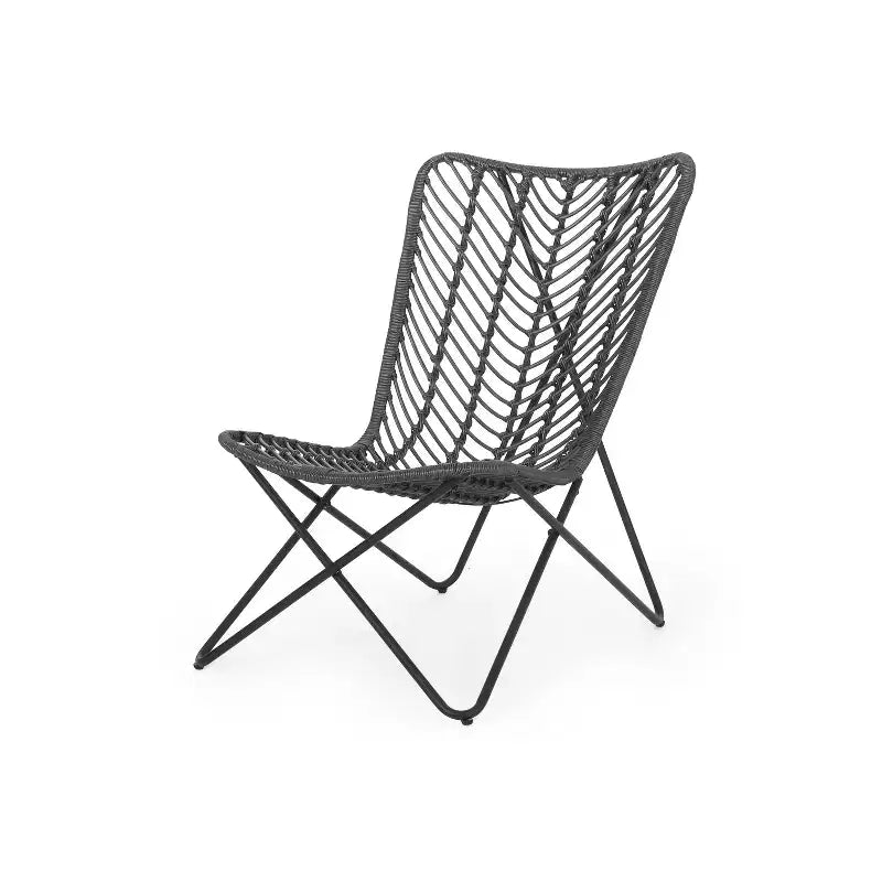 Christopher Knight Home Galtin – Chaises d'appoint d'extérieur en osier (lot de 2), gris/noir