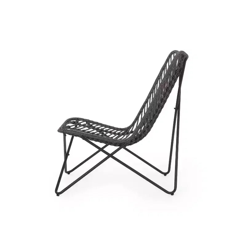 Christopher Knight Home Galtin – Chaises d'appoint d'extérieur en osier (lot de 2), gris/noir