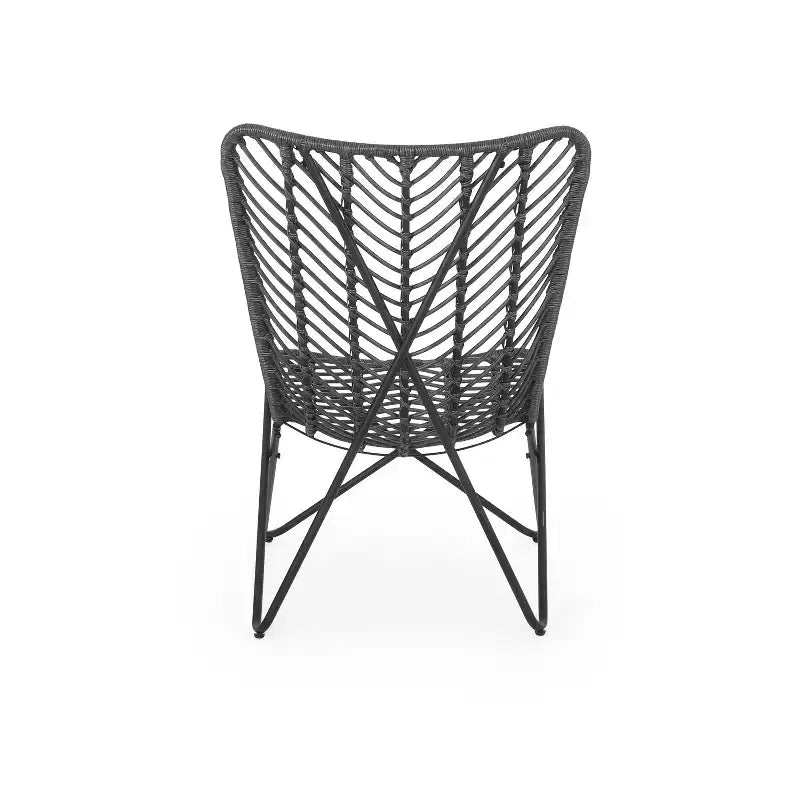 Christopher Knight Home Galtin – Chaises d'appoint d'extérieur en osier (lot de 2), gris/noir