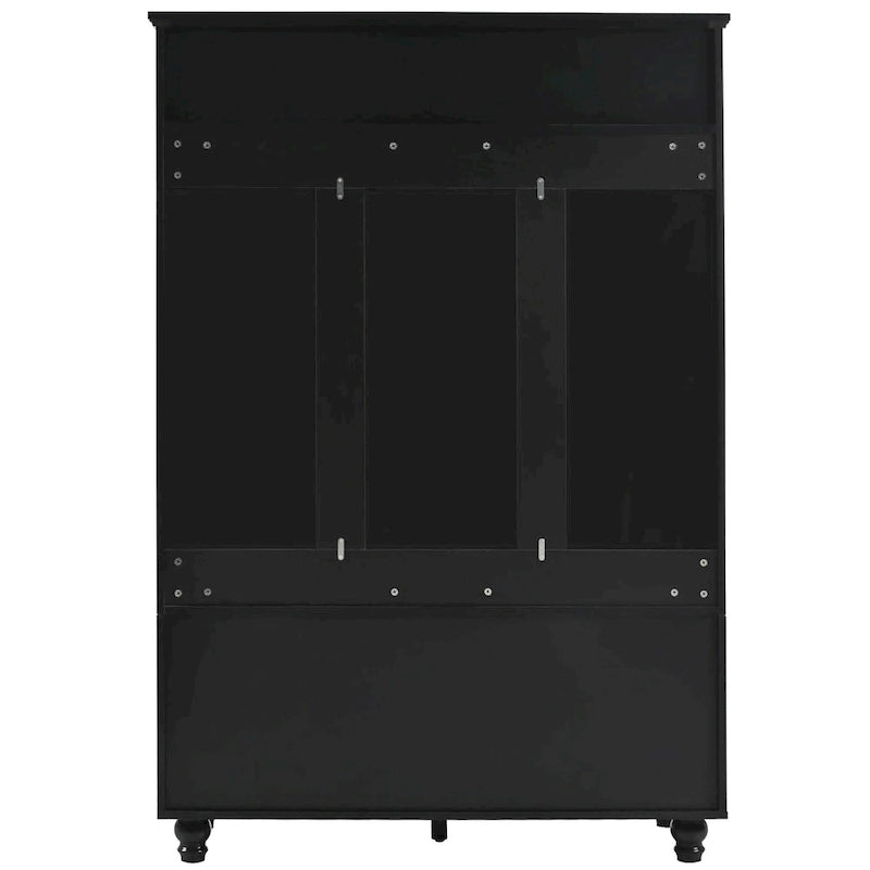 Banc d'entrée 5 en 1 avec portes persiennes, porte-manteau, coussin et 4 crochets robustes, meuble d'entrée de 120 cm de large avec banc de rangement