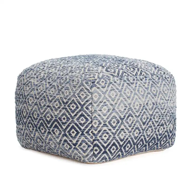 Pouf ottoman carré marron Jani Rhombus 22 pouces - Repose-pieds fait main pour salon, chambre, chambre d'enfant, chambre de bébé