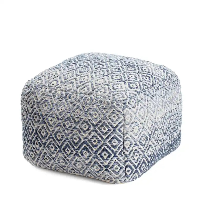 Pouf ottoman carré marron Jani Rhombus 22 pouces - Repose-pieds fait main pour salon, chambre, chambre d'enfant, chambre de bébé