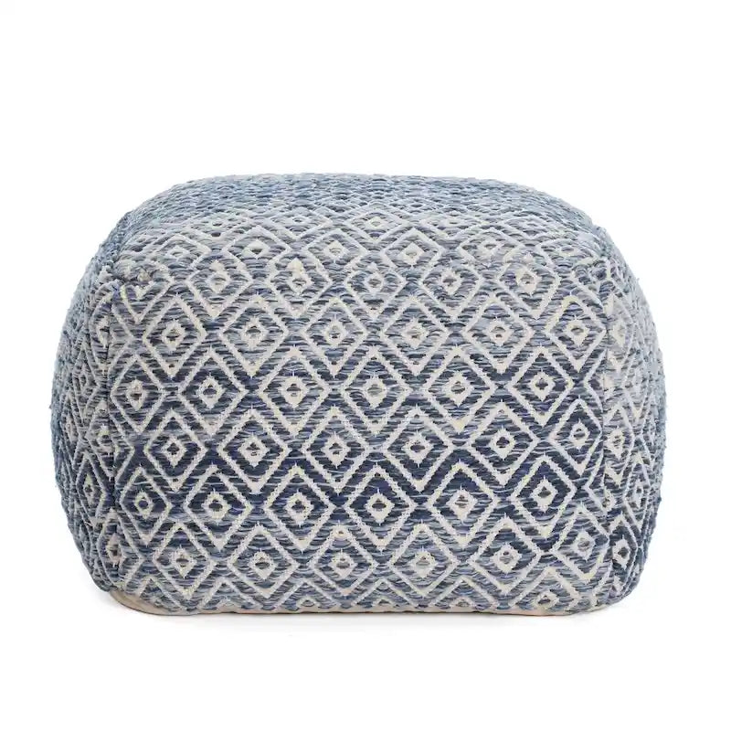 Pouf ottoman carré marron Jani Rhombus 22 pouces - Repose-pieds fait main pour salon, chambre, chambre d'enfant, chambre de bébé