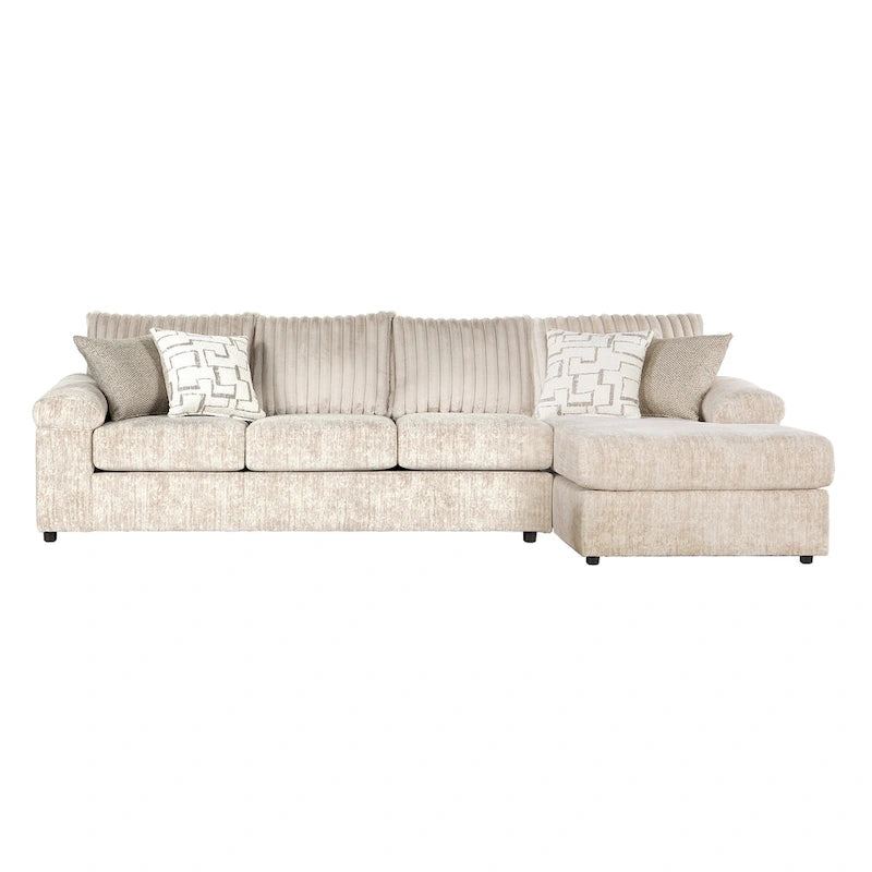 Sectionnel canapé-lit en velours côtelé à grosses côtes Nason de Roundhill Furniture avec fauteuil