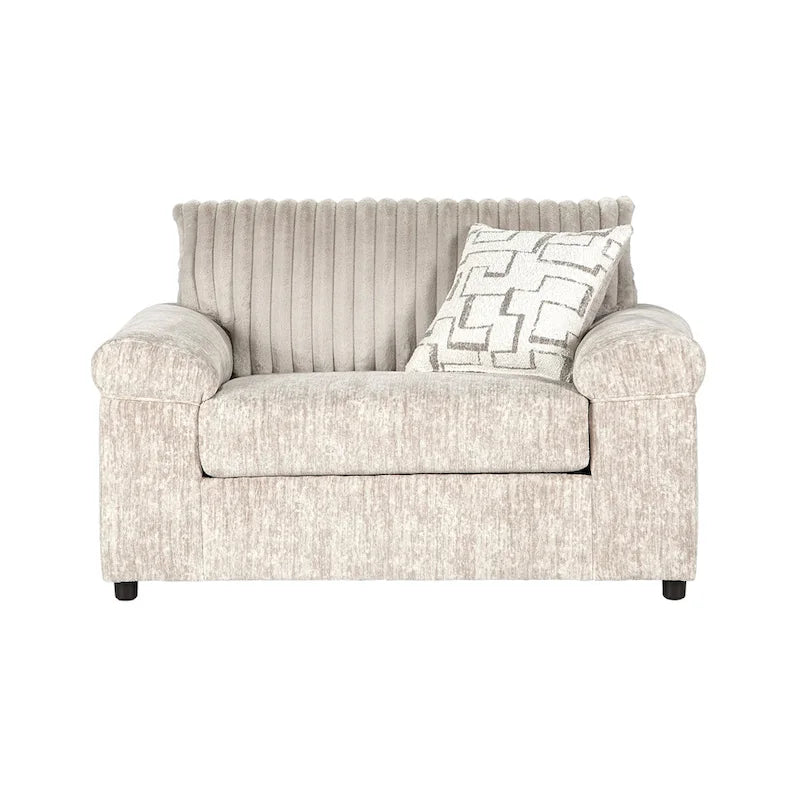 Sectionnel canapé-lit en velours côtelé à grosses côtes Nason de Roundhill Furniture avec fauteuil
