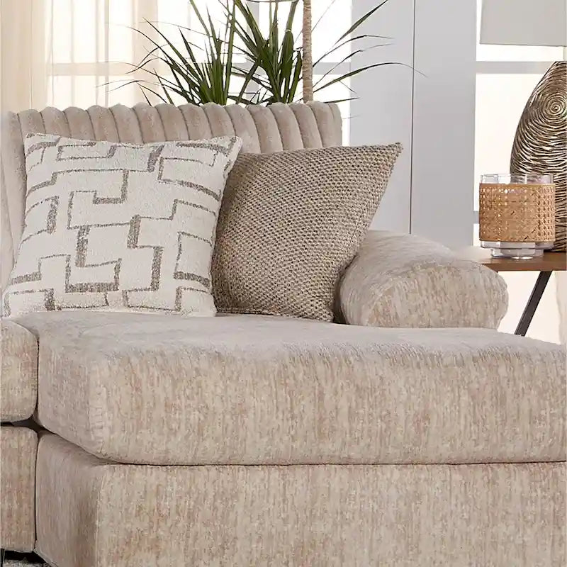 Sectionnel canapé-lit en velours côtelé à grosses côtes Nason de Roundhill Furniture avec fauteuil