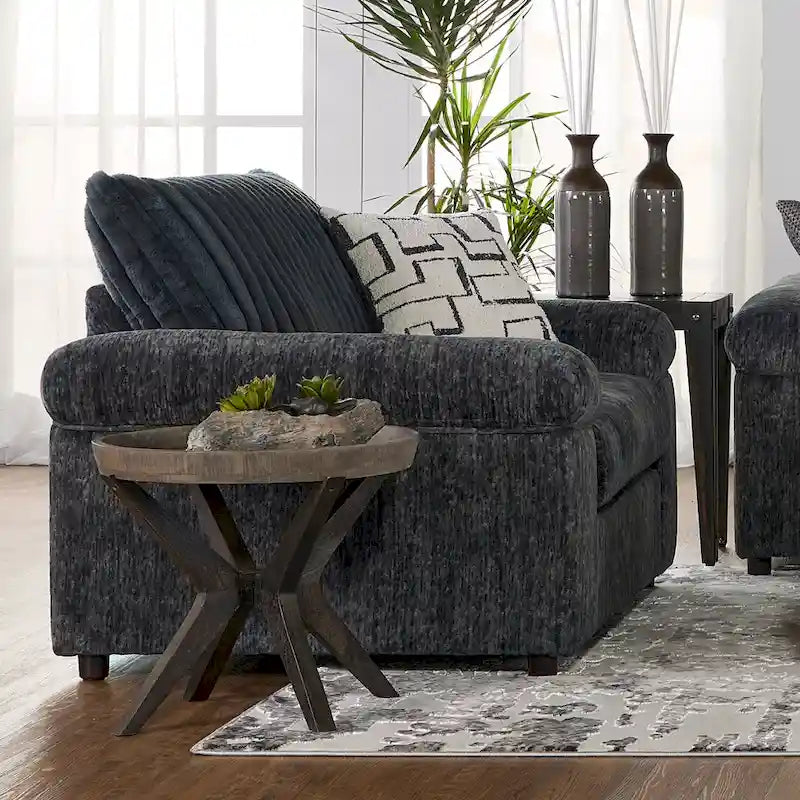 Sectionnel canapé-lit en velours côtelé à grosses côtes Nason de Roundhill Furniture avec fauteuil
