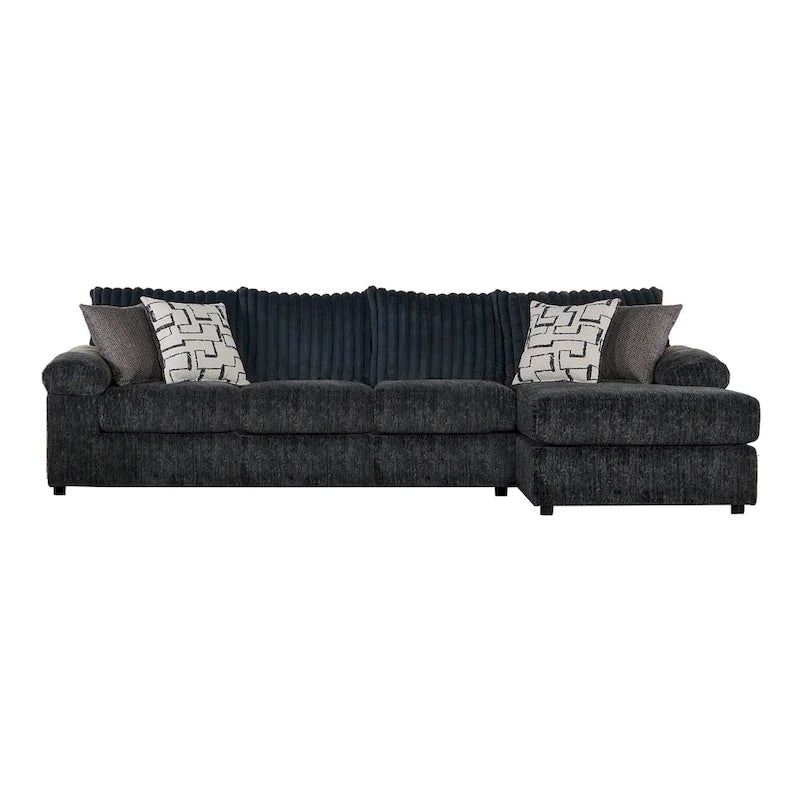 Sectionnel canapé-lit en velours côtelé à grosses côtes Nason de Roundhill Furniture avec fauteuil