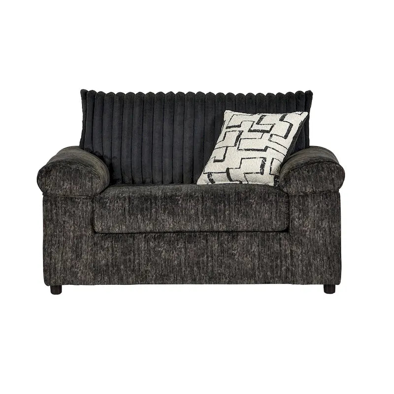 Sectionnel canapé-lit en velours côtelé à grosses côtes Nason de Roundhill Furniture avec fauteuil