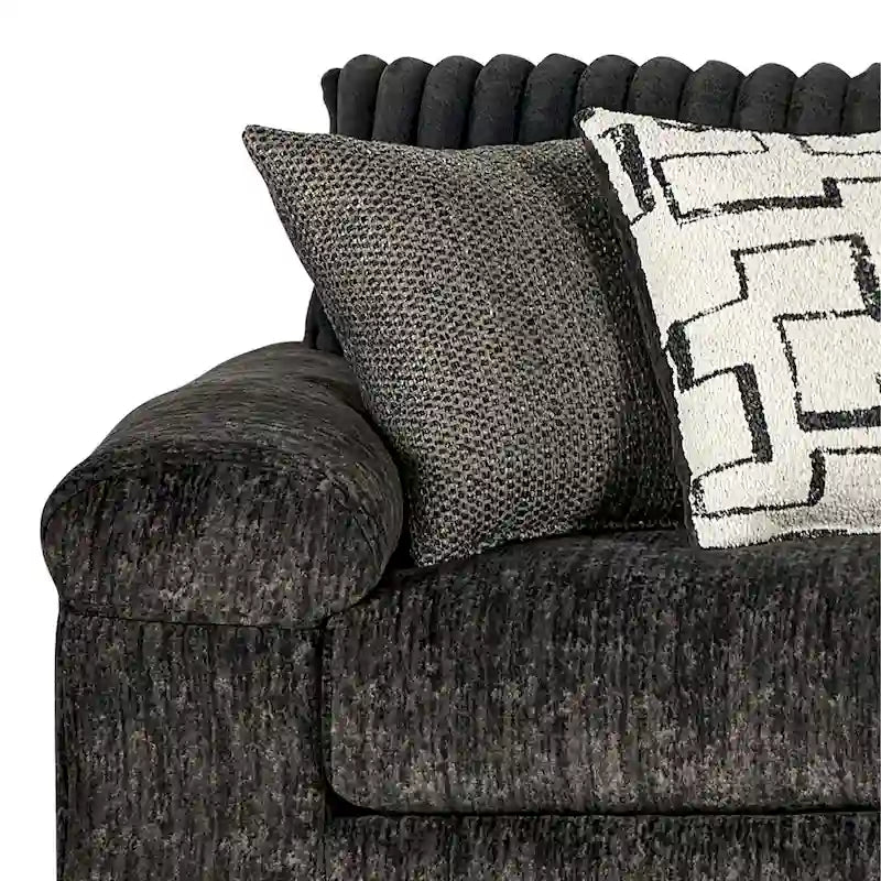 Sectionnel canapé-lit en velours côtelé à grosses côtes Nason de Roundhill Furniture avec fauteuil