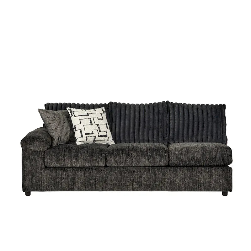 Sectionnel canapé-lit en velours côtelé à grosses côtes Nason de Roundhill Furniture avec fauteuil