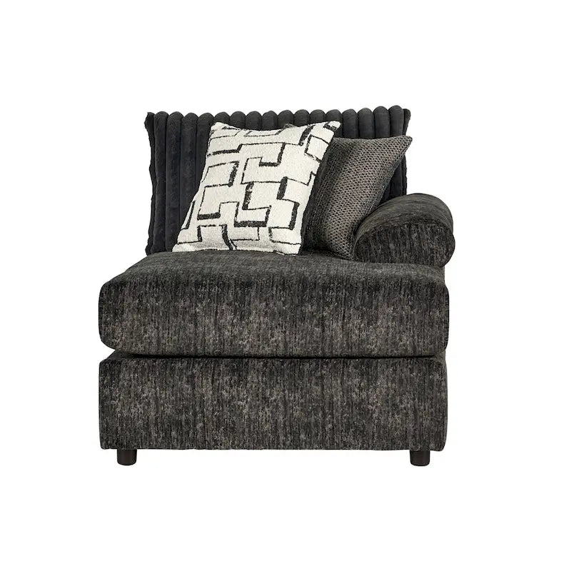 Sectionnel canapé-lit en velours côtelé à grosses côtes Nason de Roundhill Furniture avec fauteuil