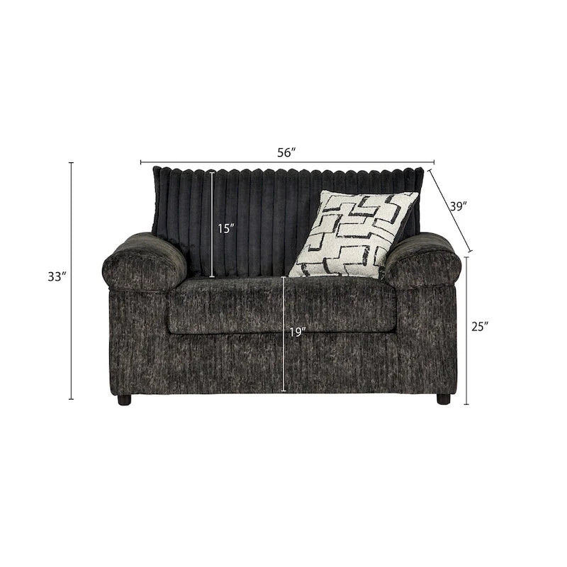 Sectionnel canapé-lit en velours côtelé à grosses côtes Nason de Roundhill Furniture avec fauteuil