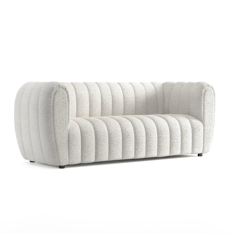 Canapé d'appoint Lucinda de Furniture of America, style moderne, à capitonnage vertical, en bouclette, avec pieds en bois