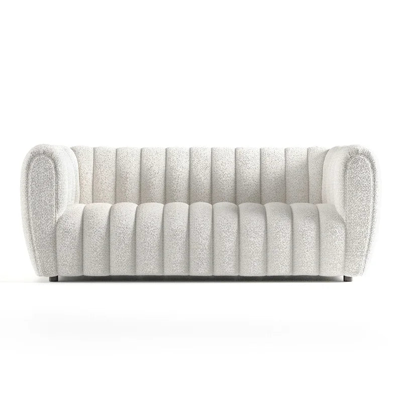 Canapé d'appoint Lucinda de Furniture of America, style moderne, à capitonnage vertical, en bouclette, avec pieds en bois